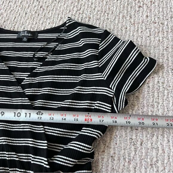 Lulu's A Friend Like You Black Striped Ribbed Romper - Picture 10 of 11